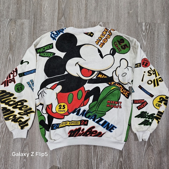 Vintage 90’s Mickey Mouse All Over Print Sweatshirt Crewneck Mickey Mouse Disney - Picture 7 of 7